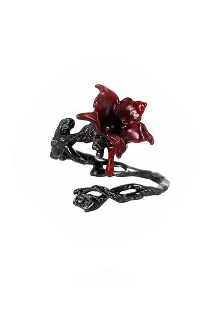 S925 Mandala Dark Open Ring B3425