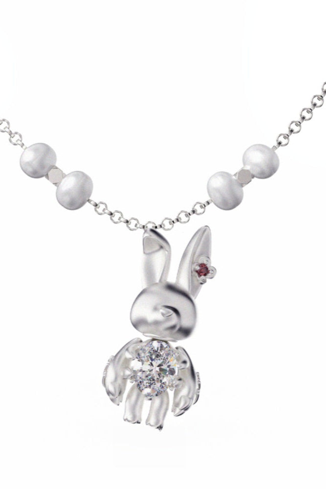 S925バニーナチュラルパールネックレス　B3976