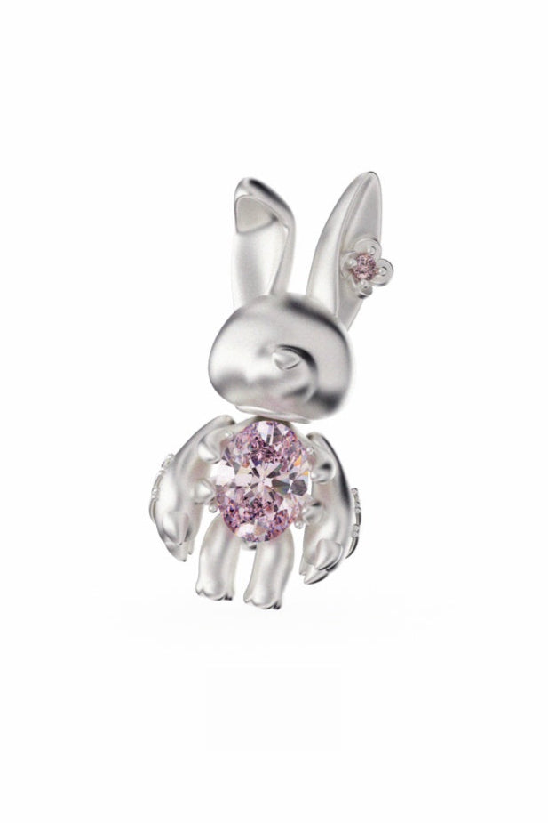 S925ダークゴシックバニーピアス（シングル）　B3977