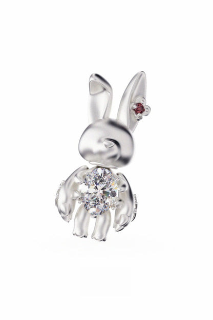 S925ダークゴシックバニーピアス（シングル）　B3977