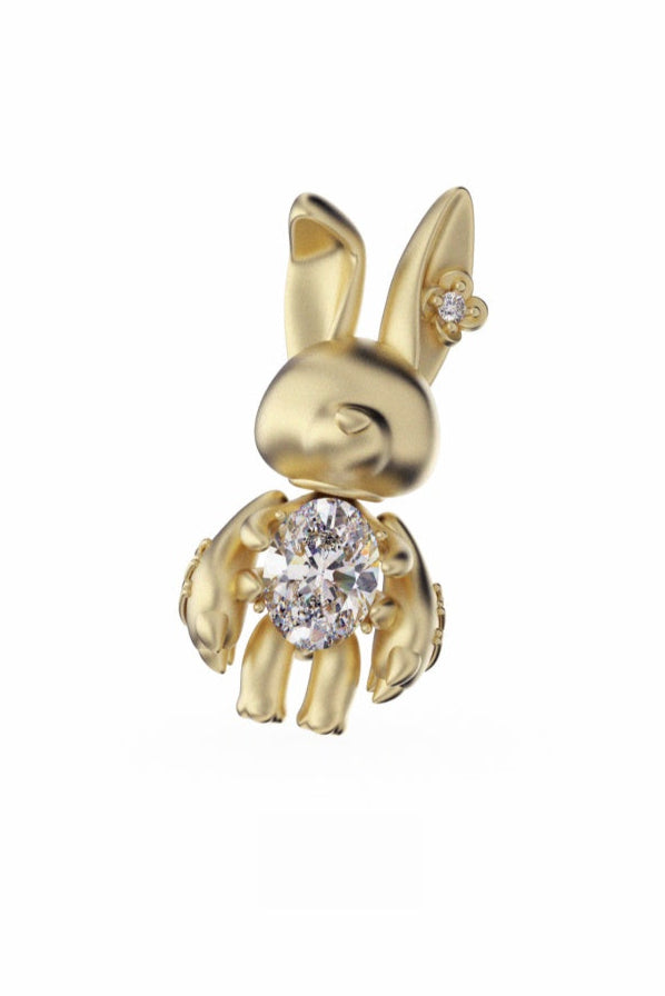 S925ダークゴシックバニーピアス（シングル）　B3977