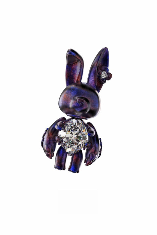 S925ダークゴシックバニーピアス（シングル）　B3977