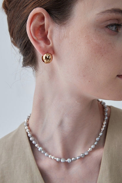 S925簡約圓球復古耳環B4038