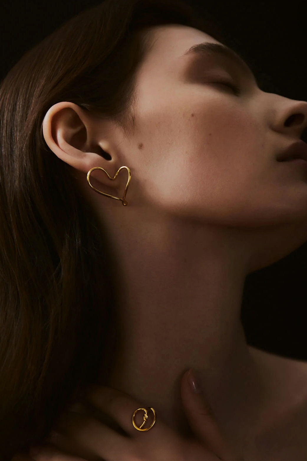 S925鏤空不規則桃心耳環 B4128