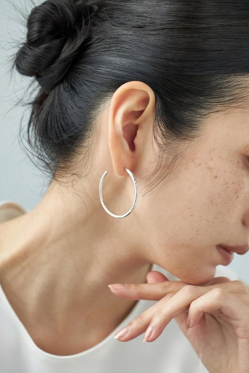 S925 Large Earrings/Minimalist Ear Cuff B4132