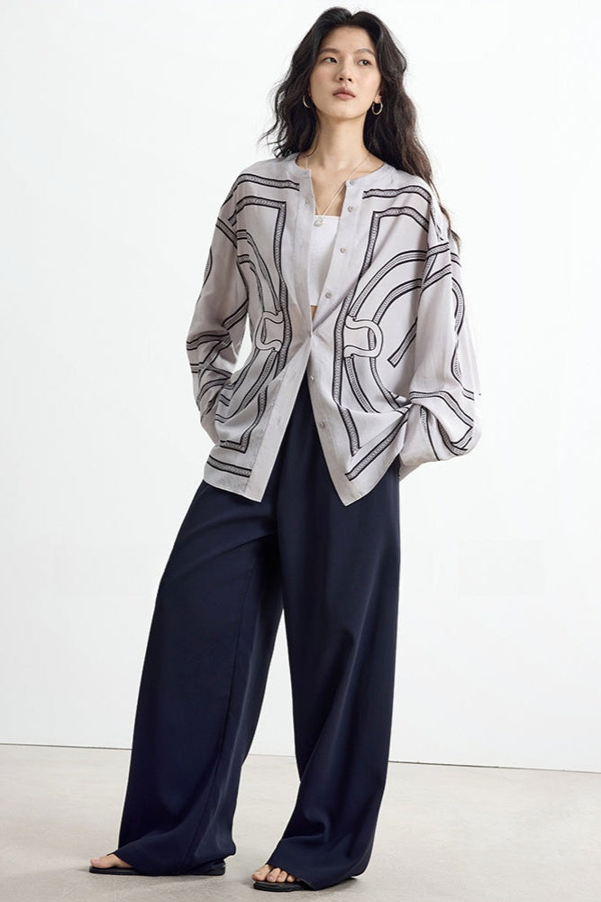 サンスクリーンプリントルーズシャツジャケット　B4138