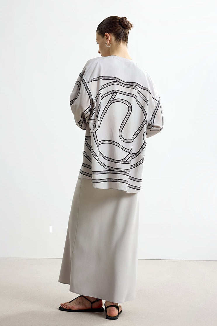 サンスクリーンプリントルーズシャツジャケット　B4138