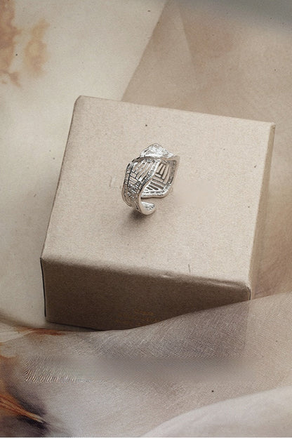 S925ヴィンテージクチナシファイバーハイエンドニッチオープンリング　B4147