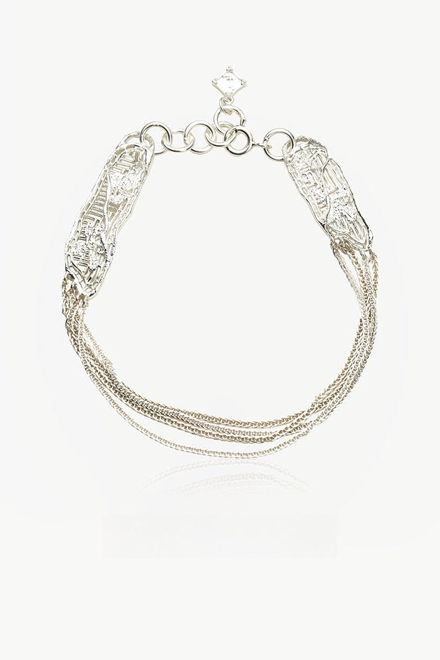 S925ヴィンテージクチナシファイバーニッチブレスレット　B4149