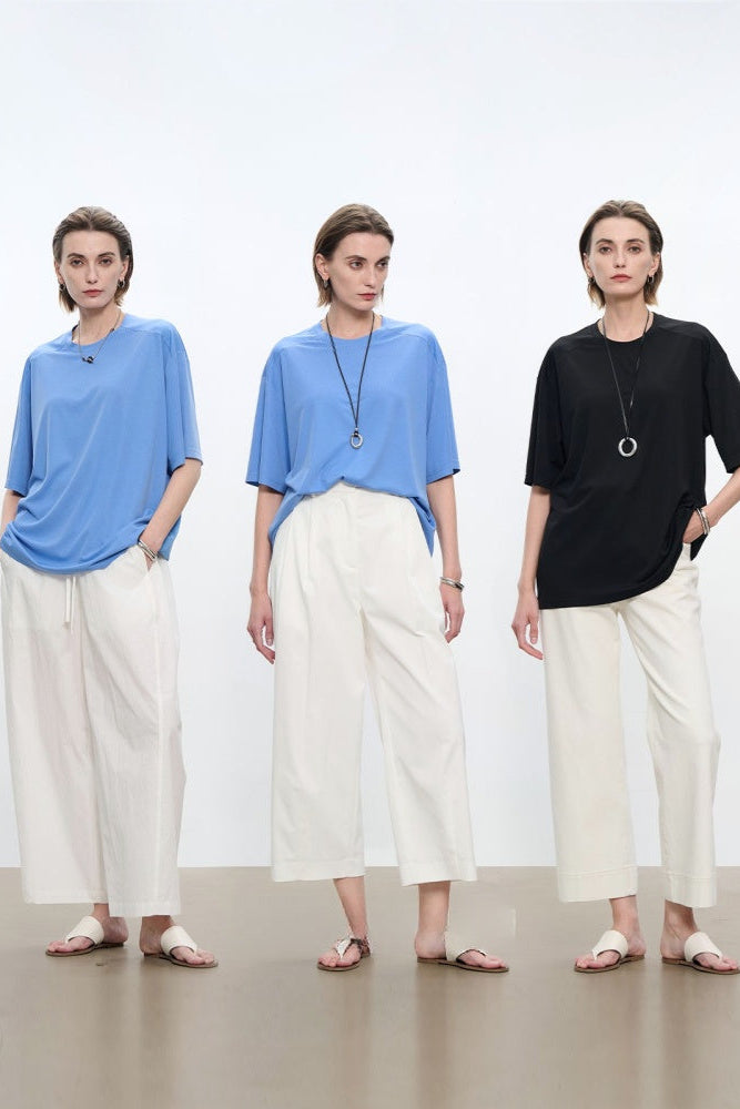 透氣涼爽中袖奢華寬鬆T卹 B4177