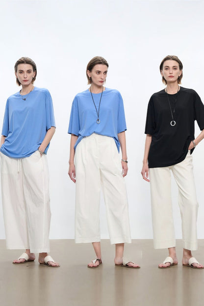 透氣涼爽中袖奢華寬鬆T卹 B4177