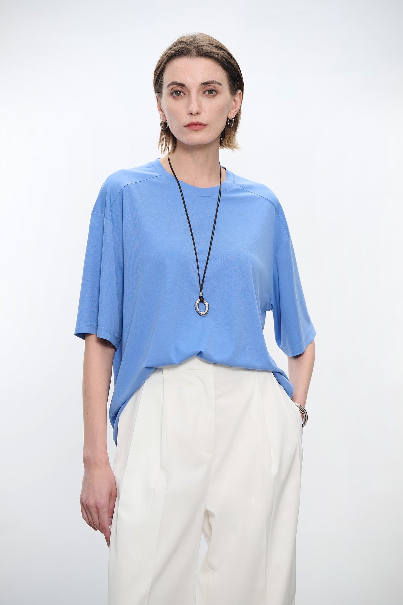 透氣涼爽中袖奢華寬鬆T卹 B4177