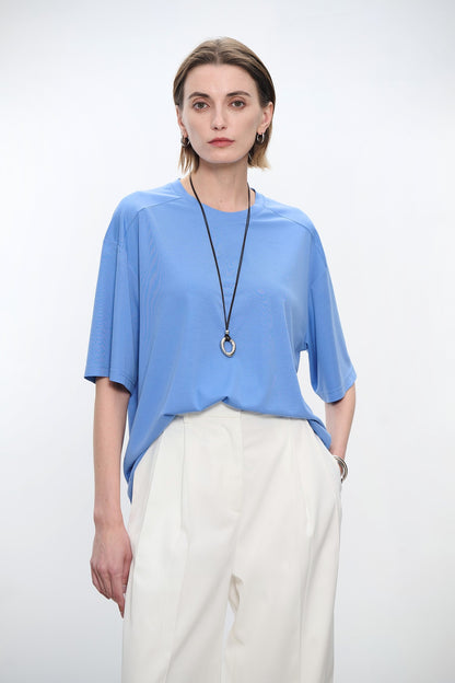 透氣涼爽中袖奢華寬鬆T卹 B4177