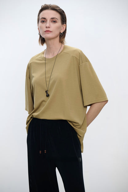 透氣涼爽中袖奢華寬鬆T卹 B4177