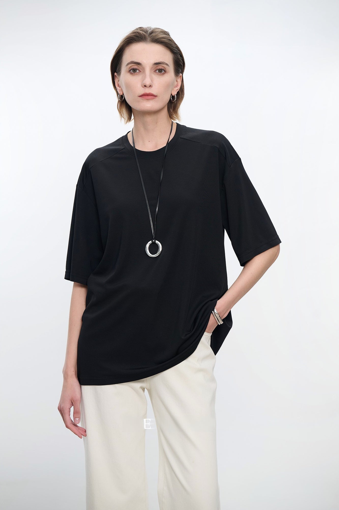 透氣涼爽中袖奢華寬鬆T卹 B4177