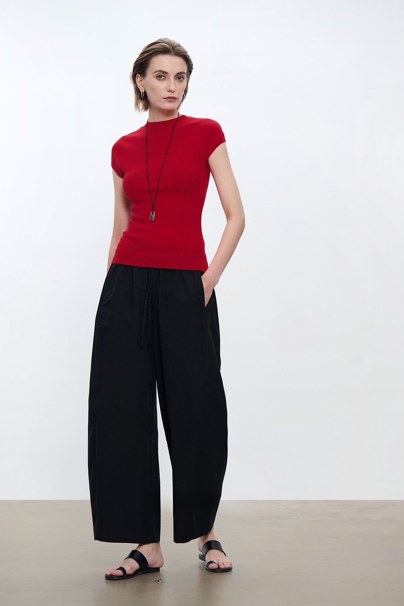 優質棉質多褶皺七分燈籠褲 B4178