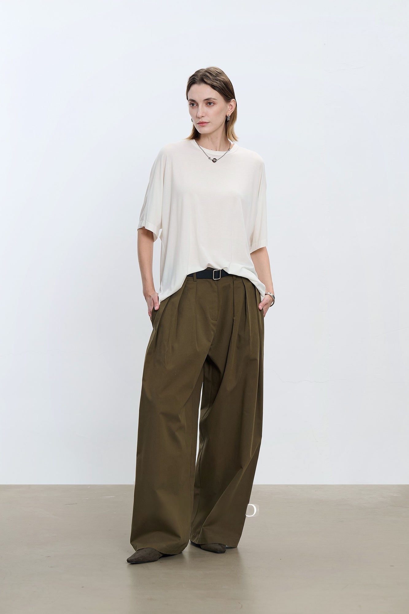 Summer Tencel wool 5/8 sleeve loose T-shirt B4179