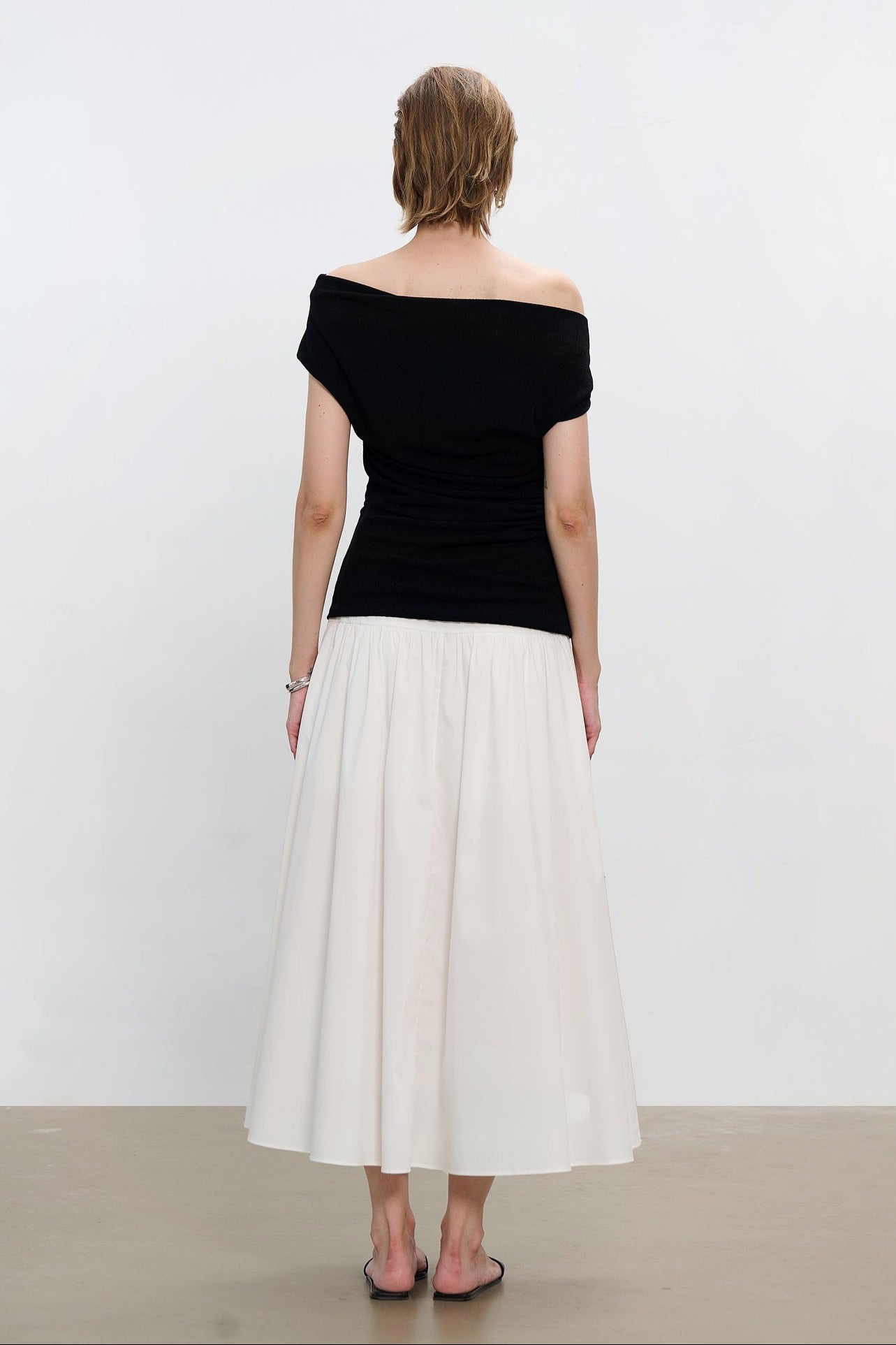 プレミアムコットンドローストリングティアードスカート　B4180