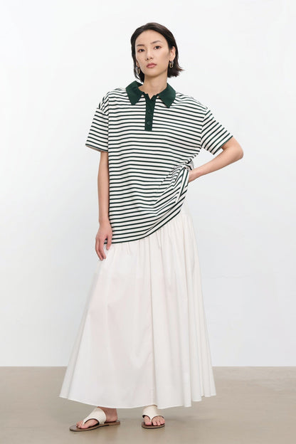 プレミアムコットンドローストリングティアードスカート　B4180