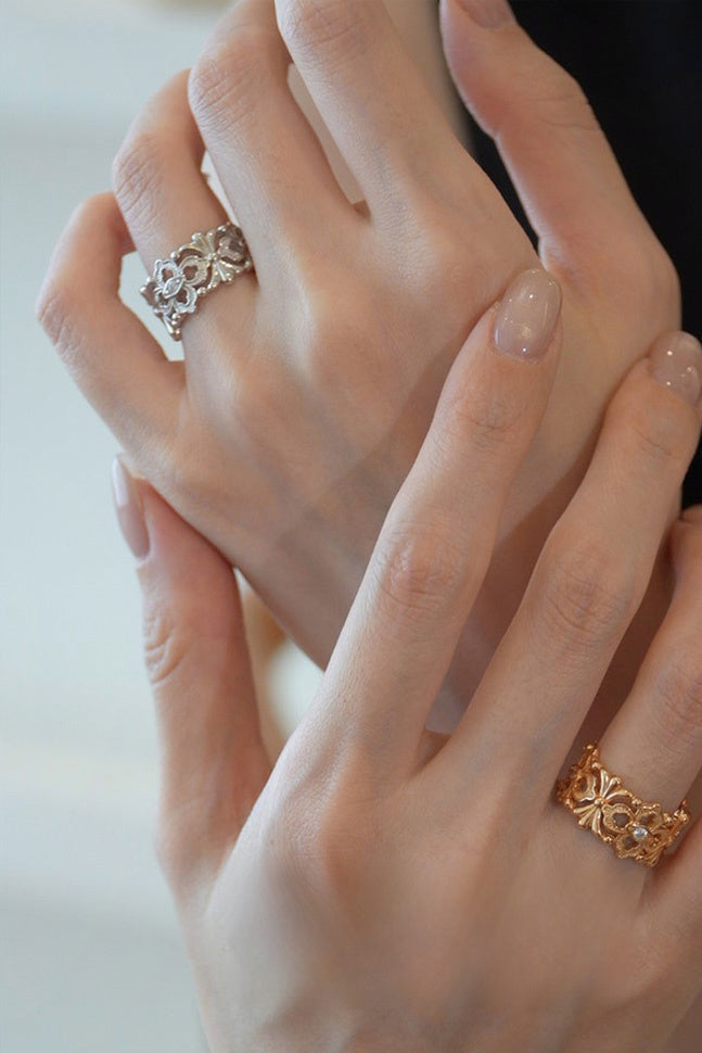 S925ホローカービングオープンリング　B4184