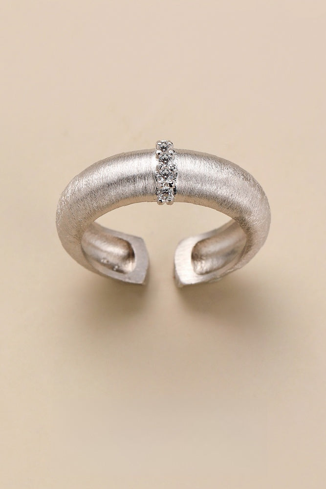 S925サテンブラッシュドオープンリング　B4718