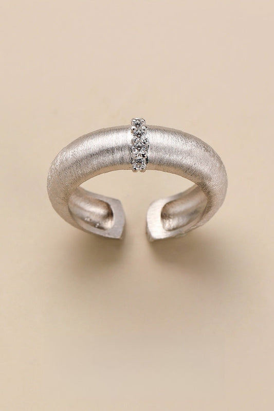 S925サテンブラッシュドオープンリング　B4718