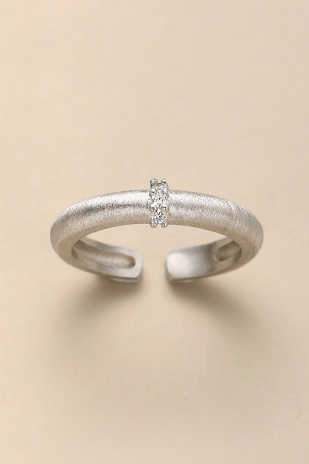 S925 緞面拉絲索引開口戒指 B4186