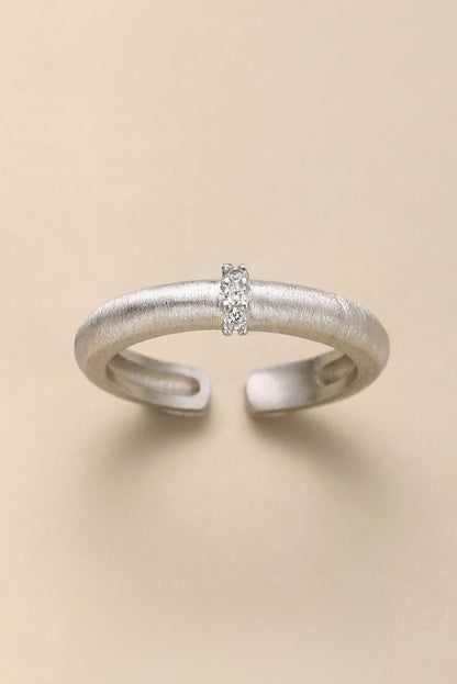 S925 緞面拉絲索引開口戒指 B4186