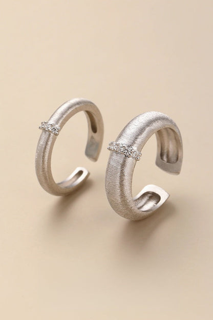 S925 緞面拉絲索引開口戒指 B4186