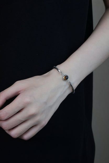 S925タイガーアイスネークボーンチェーンブレスレット　B4189