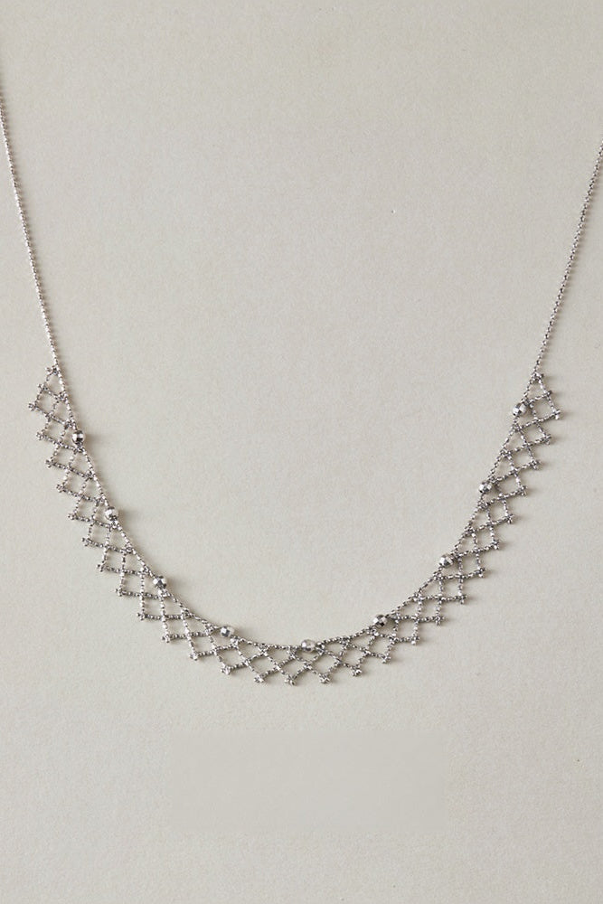 S925メッシュ編みレースネックレス　B4190