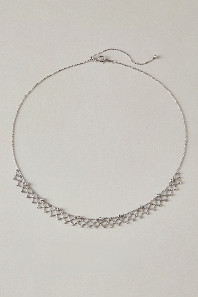 S925メッシュ編みレースネックレス　B4190