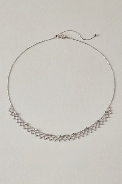 S925メッシュ編みレースネックレス　B4190