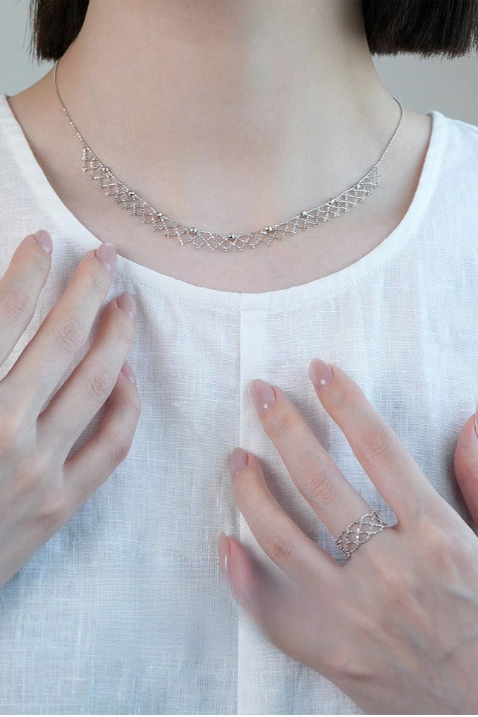 S925網狀編織蕾絲項鍊 B4190