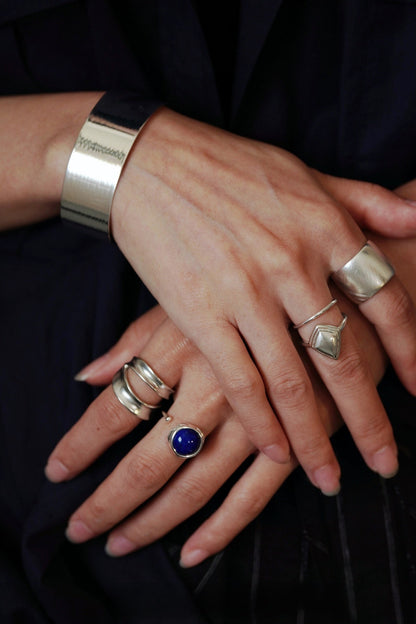 S925 青金石開口戒指和白水晶開口戒指 B4231