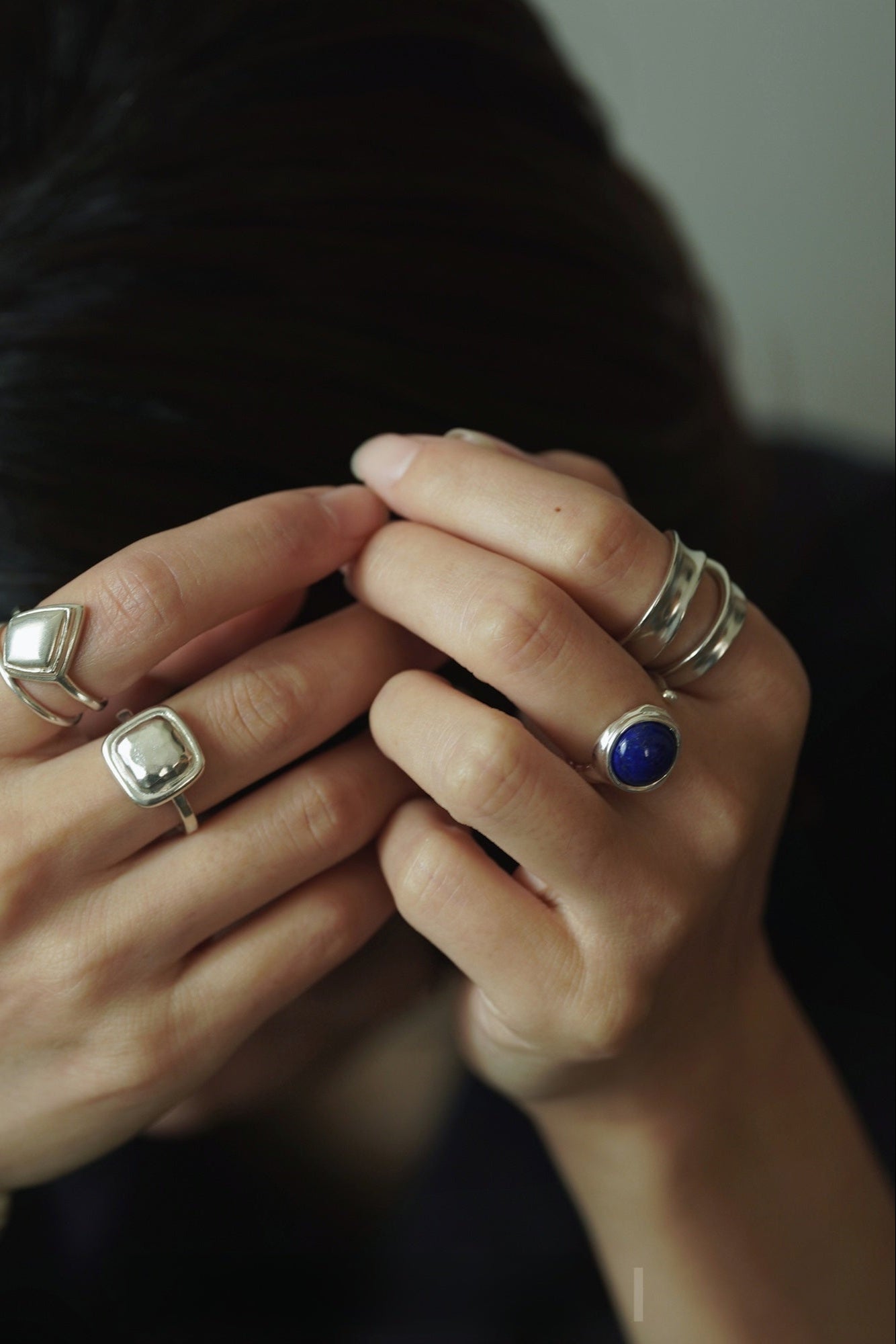 S925 青金石開口戒指和白水晶開口戒指 B4231