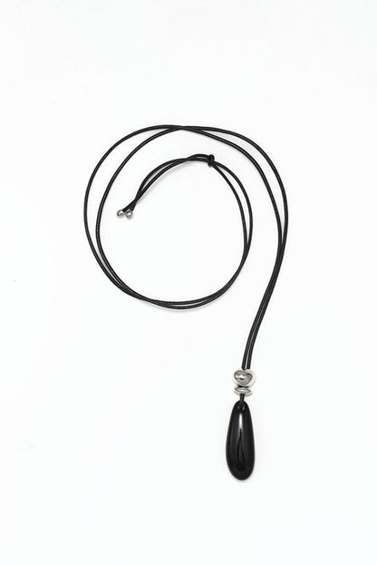 ブラックアゲートペンダントロングネックレス　B4244