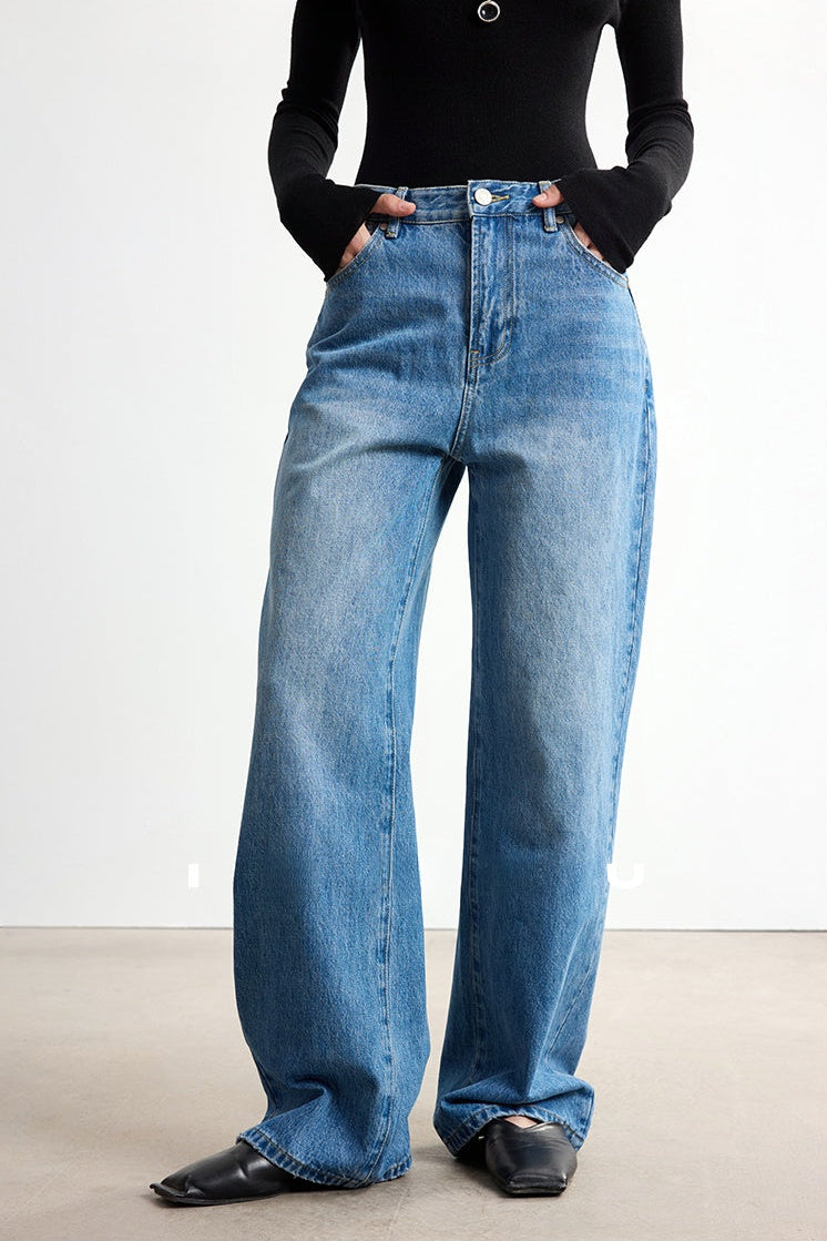 Retro Straight Wide Jeans B4308