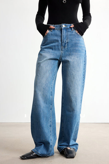 Retro Straight Wide Jeans B4308