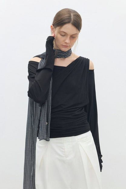 天絲仿兩件式露肩T卹 B4313