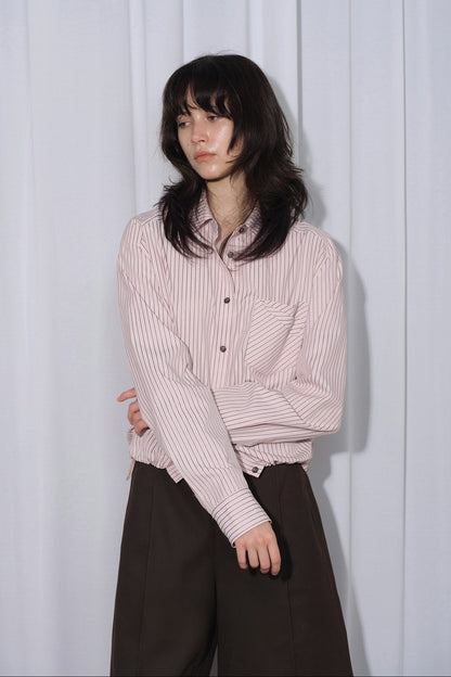 ヴィンテージ先染めストライプドローストリングシャツ　B4315