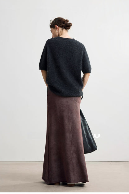 Irregular Minimalist Long Knit Skirt B4326