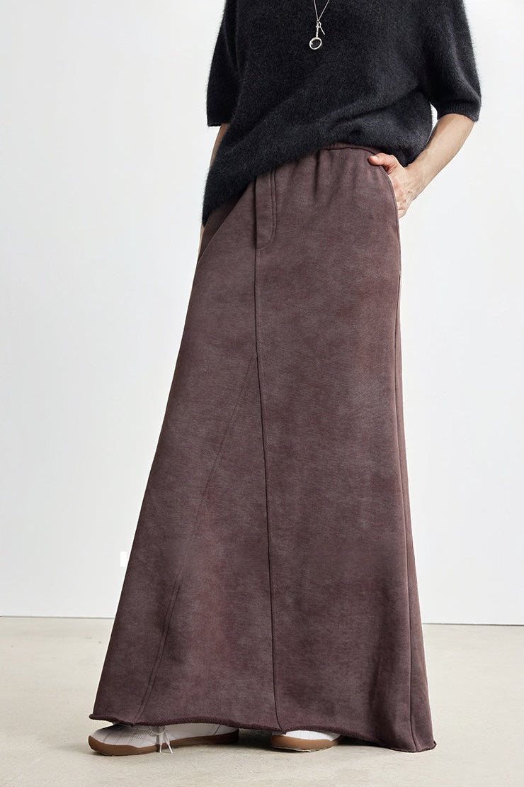 Irregular Minimalist Long Knit Skirt B4326