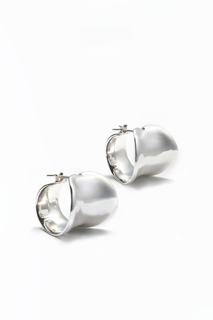 S925プレーンワイドフェイスフープピアス　B4334