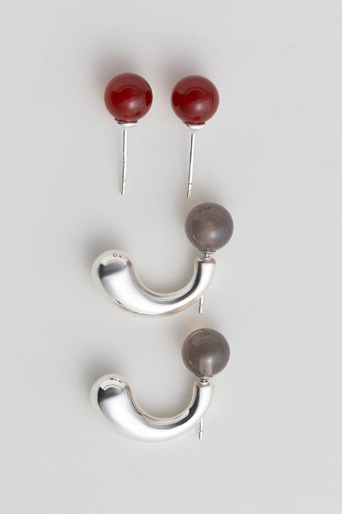 S925 Red Agate Two-Color Water Drop Earrings B4378