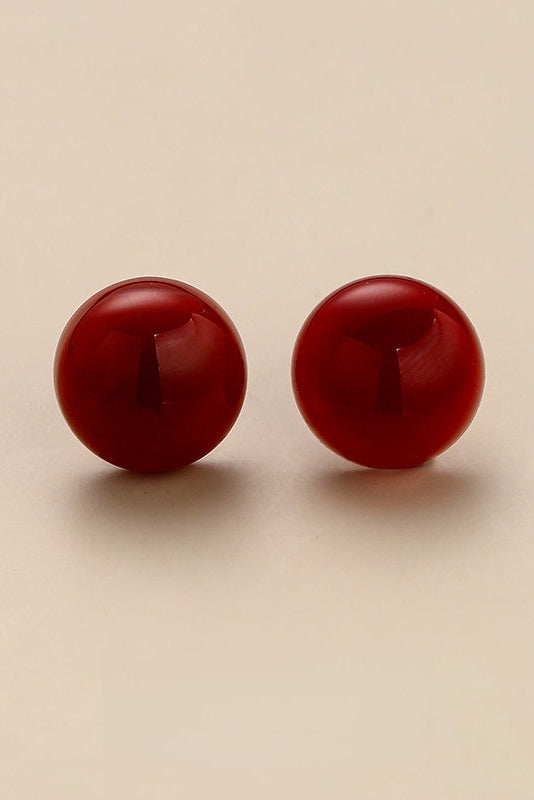 S925レッドアゲートスタッドピアス　B4383