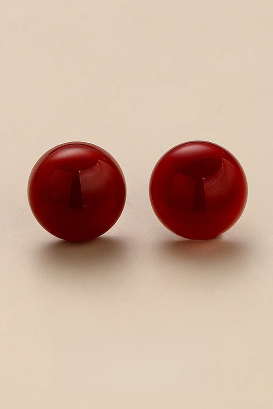 S925レッドアゲートスタッドピアス　B4383