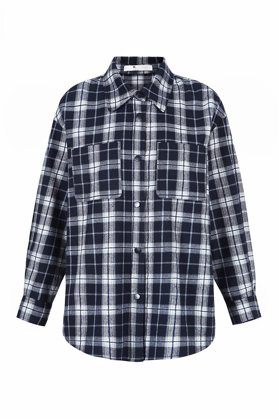 格紋撞色寬鬆襯衫 B4403