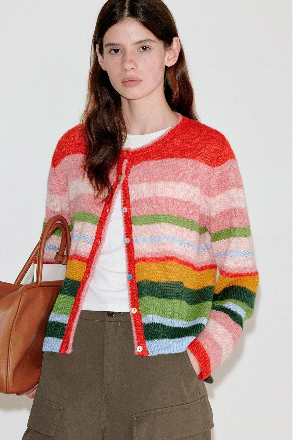Niche Rainbow Stripe Cardigan B4405