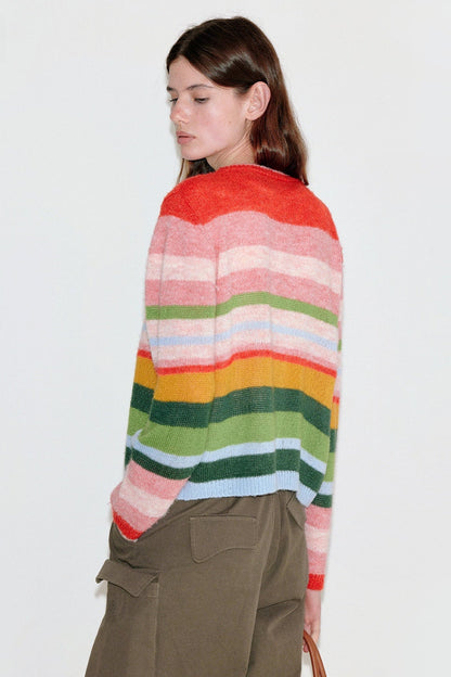 Niche Rainbow Stripe Cardigan B4405
